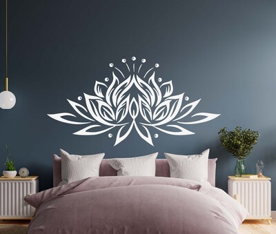 Lotus Wall Vinyl Decal, Yoga Lotus Decal, Lotus Flower Sticker, Perfect for Bedrooms, Living Rooms - n005 - image1